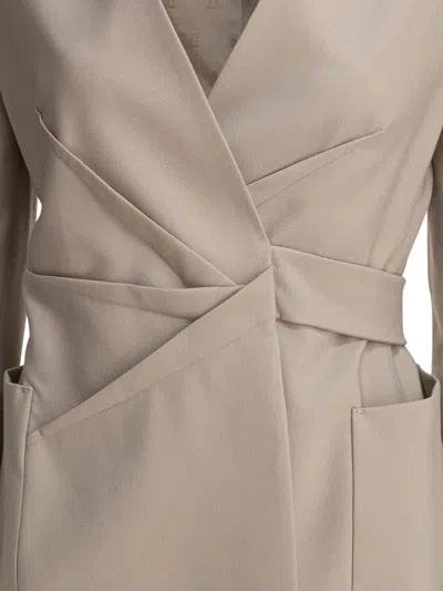 Max Mara Single-breasted Blazer With Unique Wrap-style Design In Beige