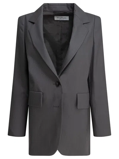 Max Mara Tailored Grey Virgin Wool-mohair-silk Jacket In Grey