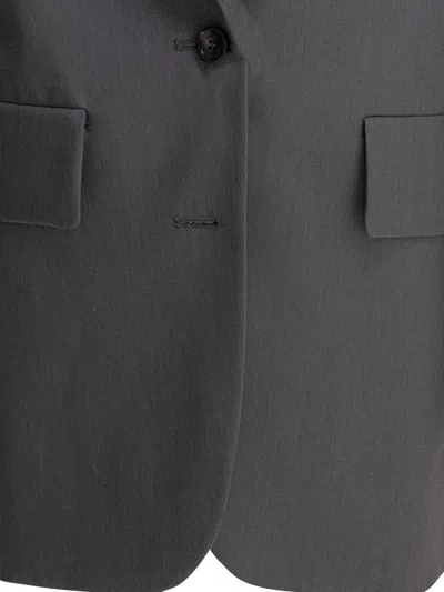 Max Mara Tailored Grey Virgin Wool-mohair-silk Jacket In Grey