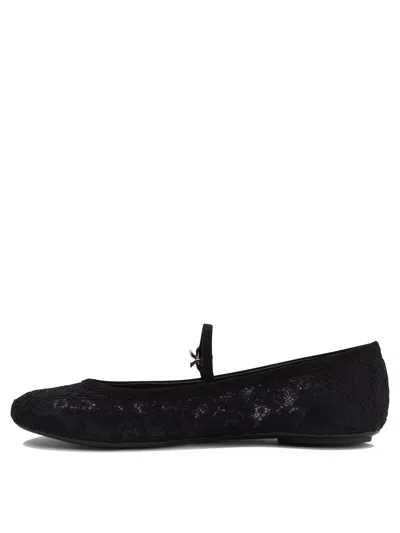 Gianvito Rossi Lace-overlay Ballerinas With Rubber Sole In Black