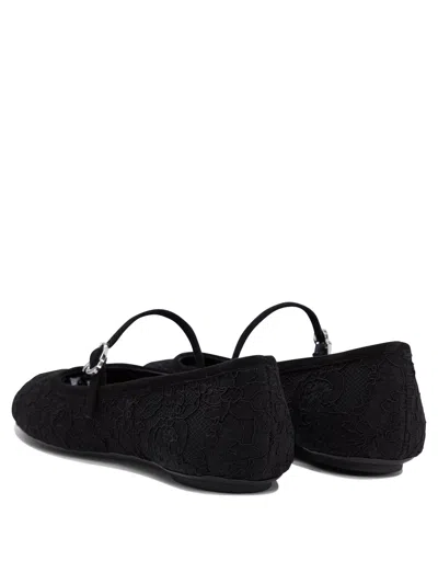 Gianvito Rossi Lace-overlay Ballerinas With Rubber Sole In Black