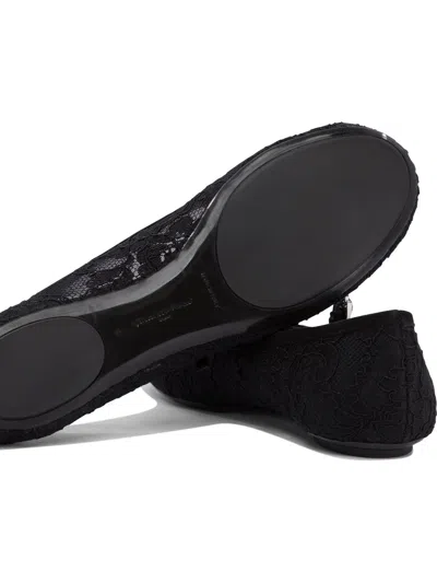 Gianvito Rossi Lace-overlay Ballerinas With Rubber Sole In Black
