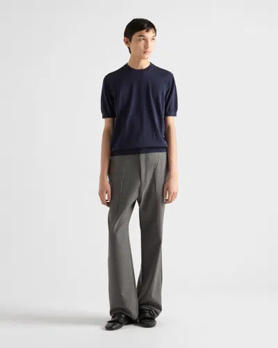 Prada Cotton T-shirt In Blue