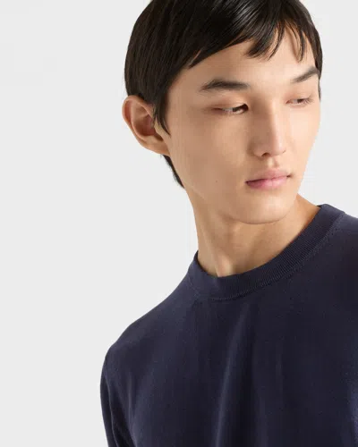 Prada Cotton T-shirt In Blue