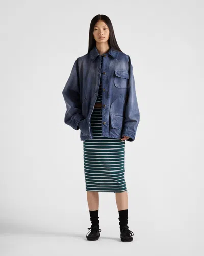 Prada Ausgewaschene Jacke Aus Canvas In Navy