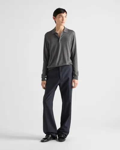 Prada Pullover Aus Kammwolle Mit Rundhalsausschnitt In Slate Gray