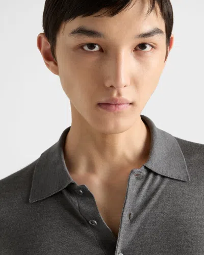 Prada Pullover Aus Kammwolle Mit Rundhalsausschnitt In Slate Gray