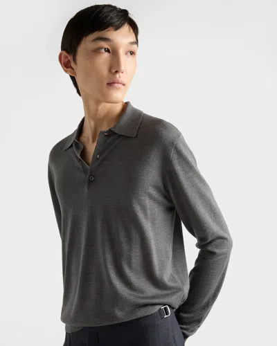 Prada Pullover Aus Kammwolle Mit Rundhalsausschnitt In Slate Gray