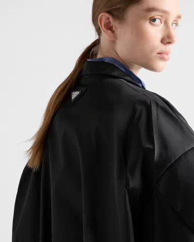 Prada High Collar Elasticated Hem Jacket In Black