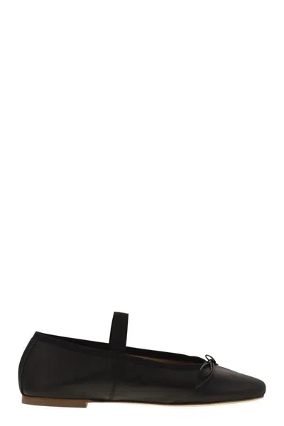 Anniel Leather Ballerina And Elastic Band In Black