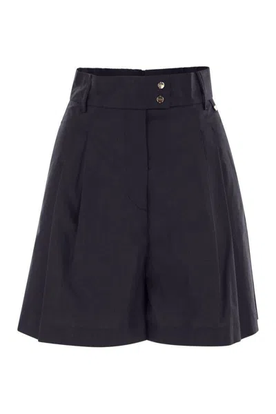 Herno Women Stretch Cotton Bermuda Shorts In Blue