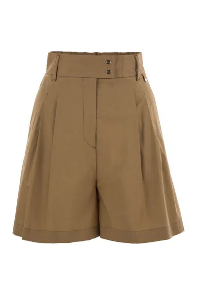 Herno Women Stretch Cotton Bermuda Shorts In Brown
