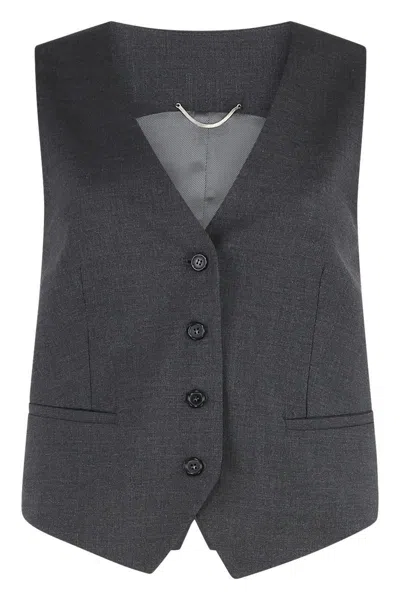 Pt Torino Virgin Wool Single-breast Waistcoat In Grey