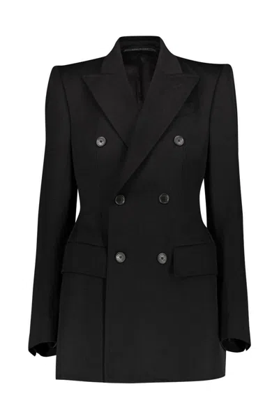 Balenciaga Garde-robe Hourglass Double Brested Jacket In Black