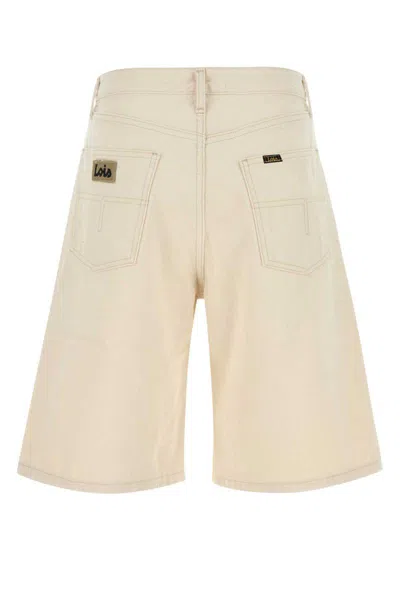 Lois Sand Denim Ada Bermuda Shorts In Beige O Tan