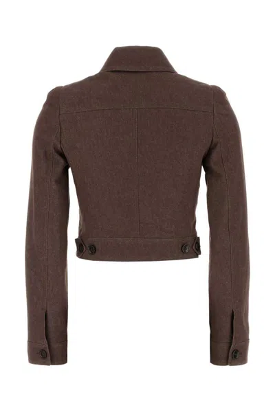 Max Mara Belted Jacket With Buttoned Cuffs And Epaulettes In Brown