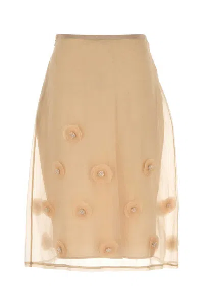 Mm Studio Beige Silk Ombrosa Skirt In Neutral