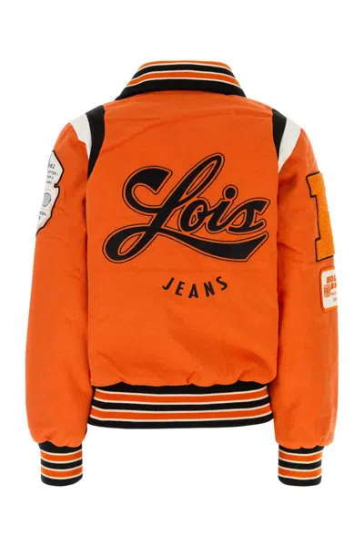 Lois Orange Denim Nomad Bomber Jacket In Orange