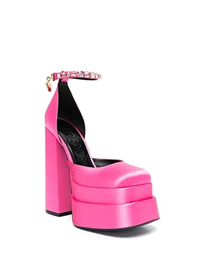 Versace Pink Canvas Medusa Aevitas Pumps In Pink