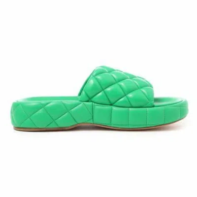 Bottega Veneta Quilted Green Slides With Chunky Sole In Green
