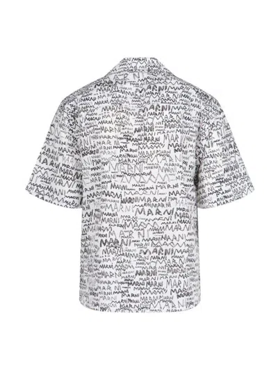 Marni Printed Collar Pocket Short Sleeve Shirt In White
