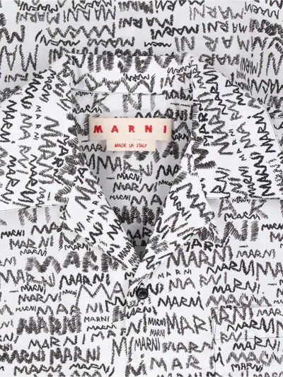 Marni Printed Collar Pocket Short Sleeve Shirt In White