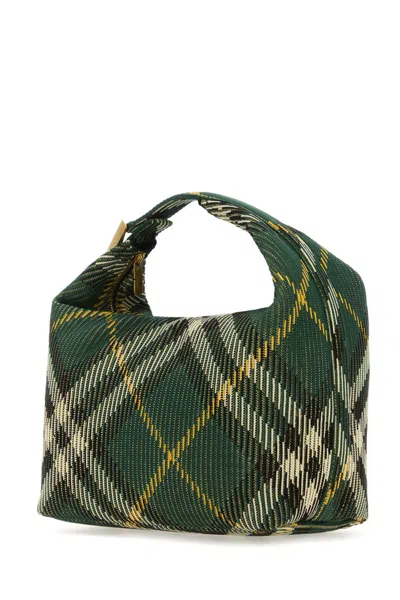 Burberry Embroidered Nylon Mini Peg Handbag In Green