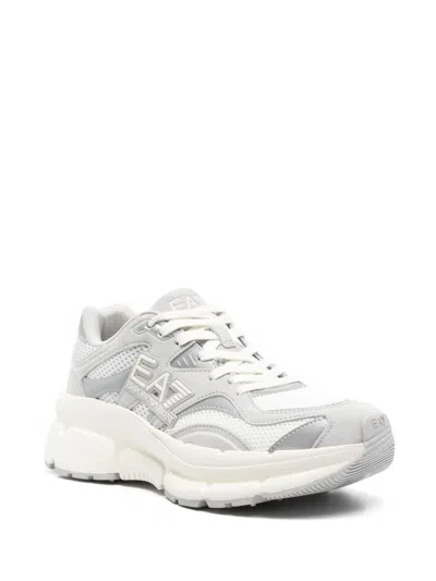 Ea7 White Logo Sneakers In White