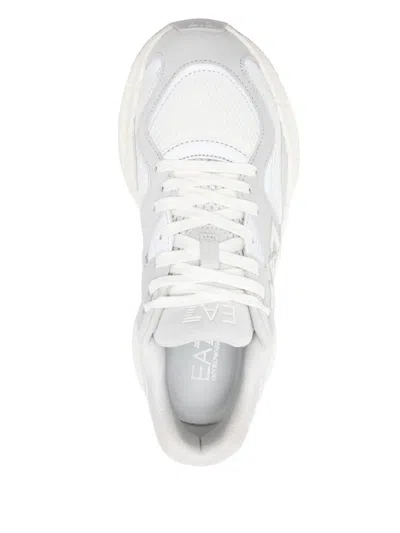 Ea7 White Logo Sneakers In White