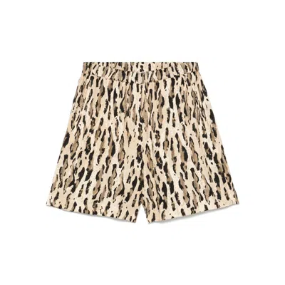 The Nina Studio Relaxed Fit Sand Animal Print Shorts In Neutral