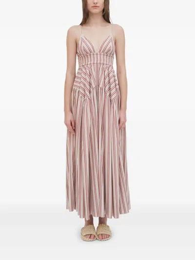 Rosetta Getty Gathered Peplum Camisole Dress In Multi In Neutral