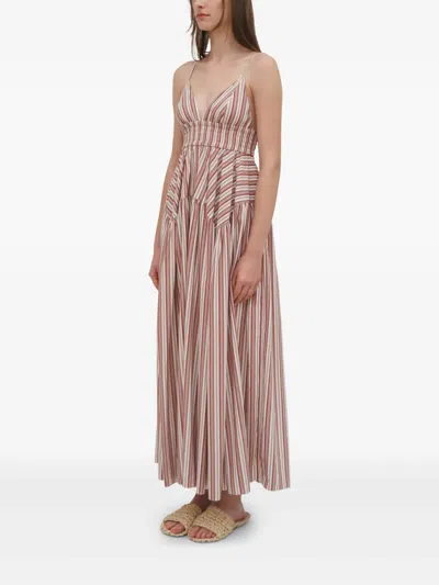 Rosetta Getty Gathered Peplum Camisole Dress In Multi In Neutral