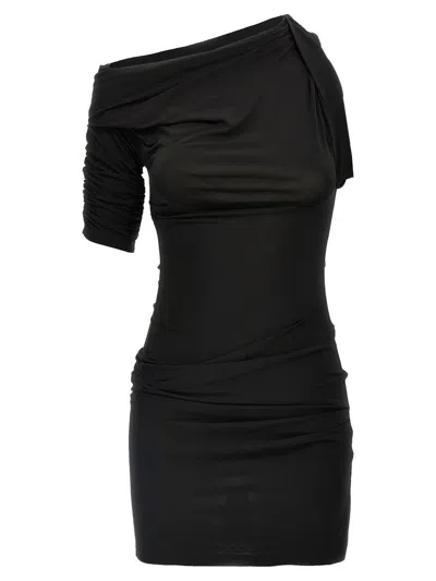Jacquemus Drapeado Stretch Viscose Dress In Black
