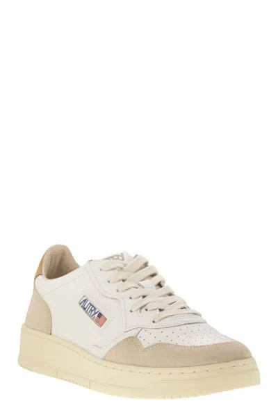 Autry Low Sneaker With Contrast Panels And Perforated Detailing In White