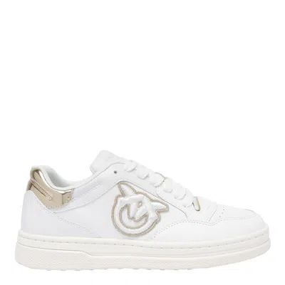 Pinko Logo-embroidered Leather Sneakers In White
