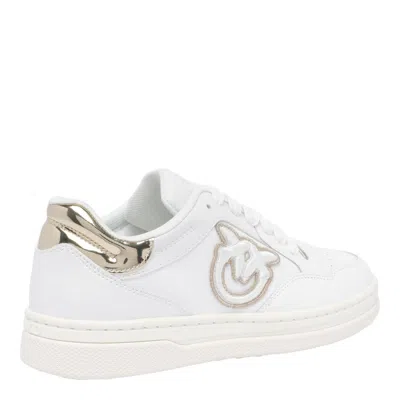 Pinko Logo-embroidered Leather Sneakers In White