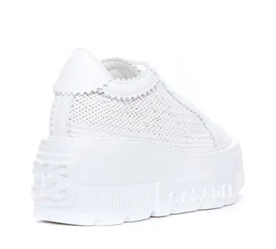 Casadei White Platform Sneakers Interwoven Design In Polyurethane Woman In White