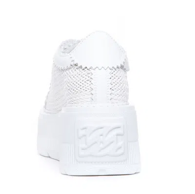 Casadei White Platform Sneakers Interwoven Design In Polyurethane Woman In White