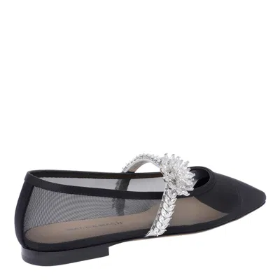 Mach&mach Crystal Flower Embellished Mesh Ballet Flats In Black