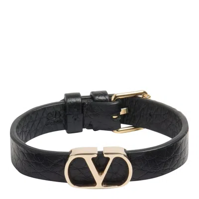 Valentino Vlogo Signature Buckled Bracelet In Black