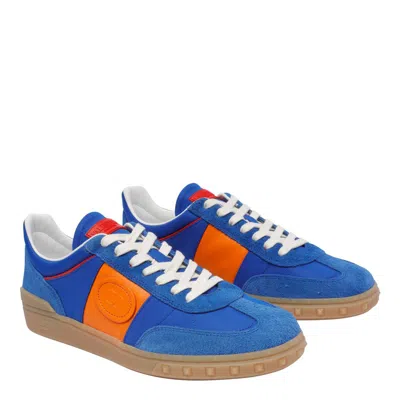 Valentino Multicolor Split Leather And Leather Upvillage Sneakers In Blue