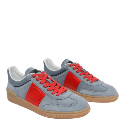 Valentino Garavani Men Upvillage Low Top Sneaker In Split Leather And Calfskin Nappa Leather In Grey