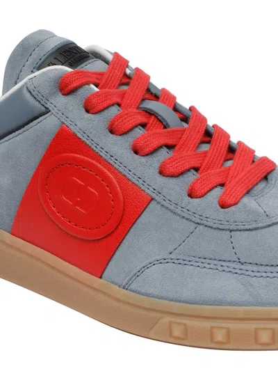 Valentino Garavani Men Upvillage Low Top Sneaker In Split Leather And Calfskin Nappa Leather In Grey