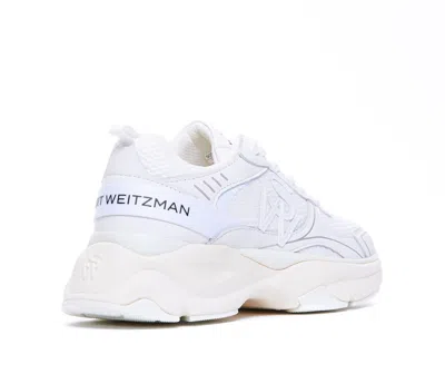 Stuart Weitzman White Sneakers With Logo Embroidery On The Side And Logo Patch On The Heel In Leather And Mesh Woman In White
