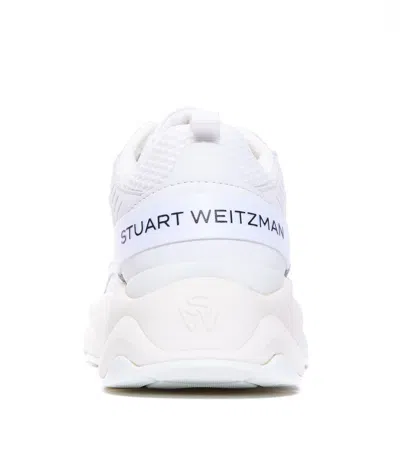 Stuart Weitzman White Sneakers With Logo Embroidery On The Side And Logo Patch On The Heel In Leather And Mesh Woman In White