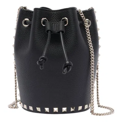 Valentino Mini Rockstud Bucket Bag In Black