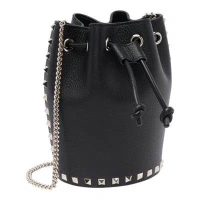 Valentino Mini Rockstud Bucket Bag In Black