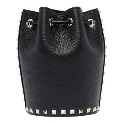 Valentino Mini Rockstud Bucket Bag In Black