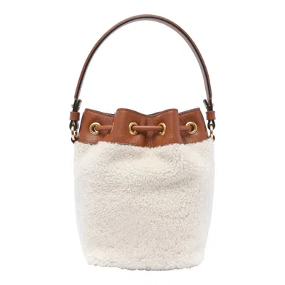 Valentino Vlogo Plaque Drawstring Bucket Bag In White