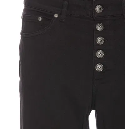 Dondup Button-up Cropped Trousers In Black